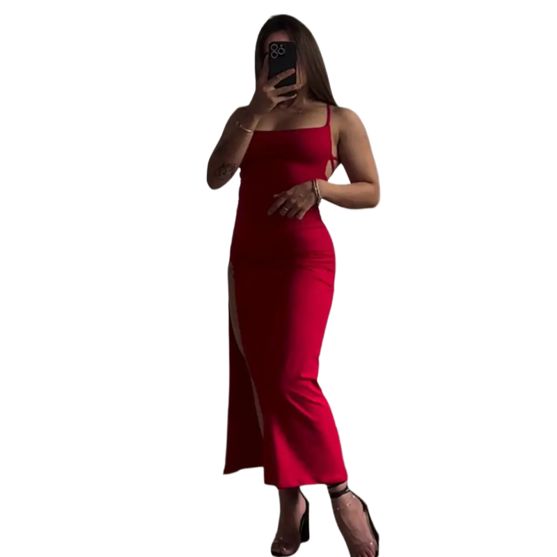 Women Bags Winners - 2025, sexy Straps-Schlitzkleid mit schmalen Trägern