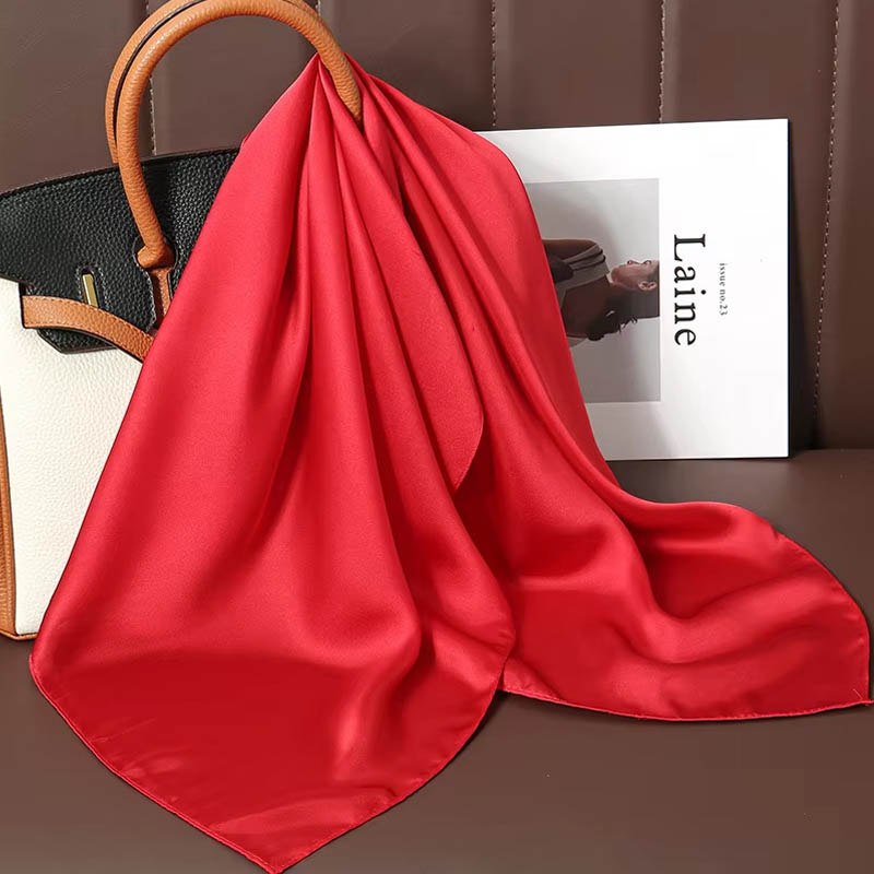Women Bags For Office - Luxus Einfarbig Seide Quadrat Schal Frauen