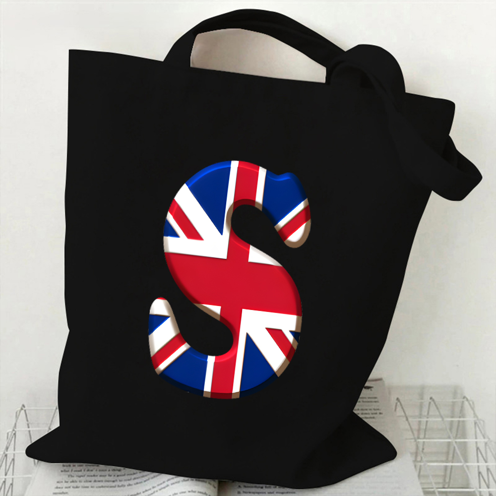 Women Bags In Uk - A-Z 26-Buchstaben-Canvas-Einkaufstasche für Damen, Handtasche, UK-Flagge,
