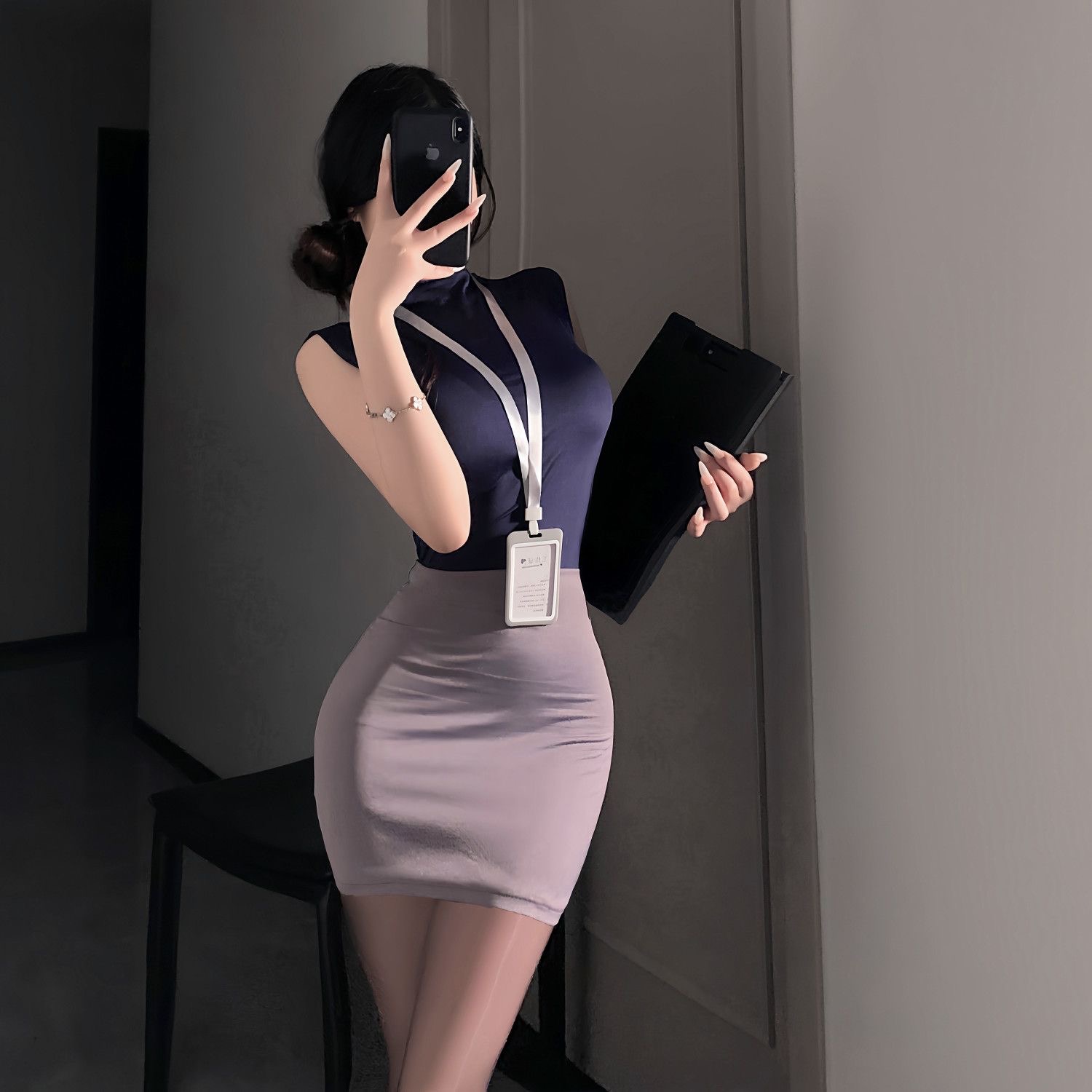 Women Bags For Office - Süße Röcke Set OL Sexy Pure